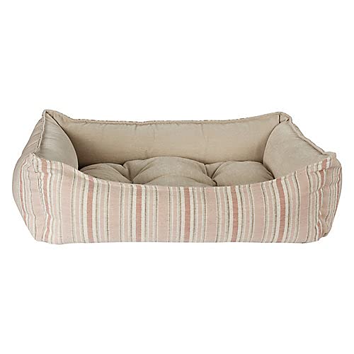 Bowsers Sanibel Stripe Linen Scoop Dog Bed - Medium Size Washable Pet Bed for Small to Medium Dogs - Perfect for Living Room, Bedroom & Travel Use