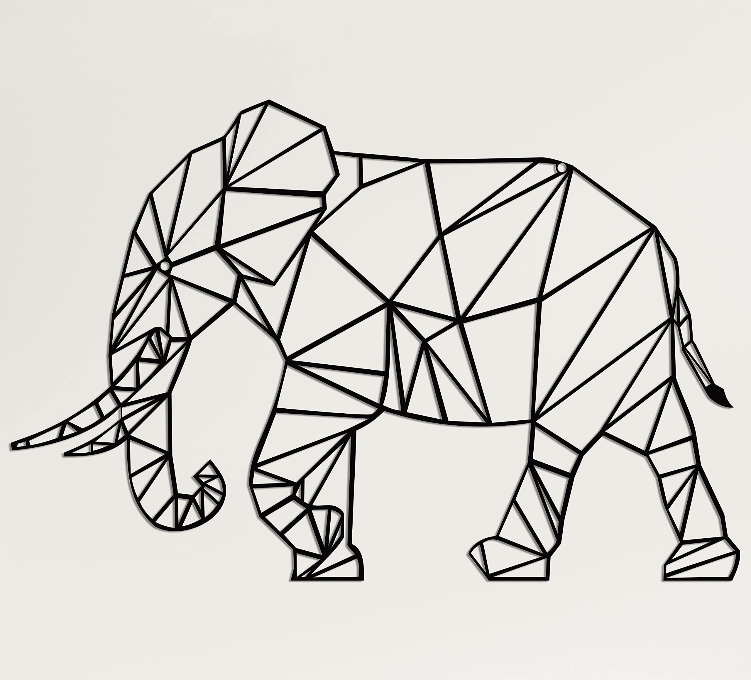 DEKADRON Geometric Metal Elephant Wall Art - Modern 46