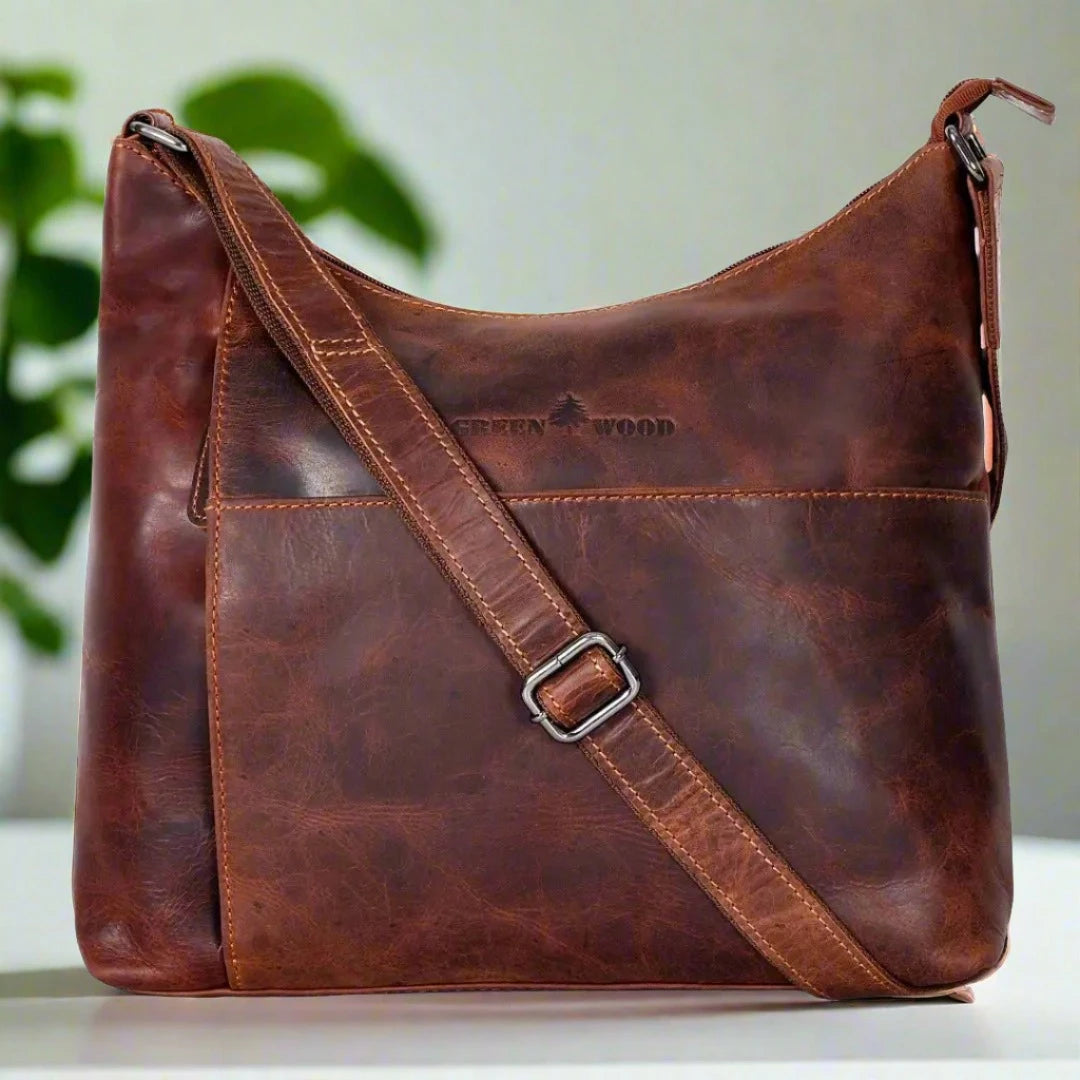 Stylish Greenwood Leather Crossbody Shoulder Bag for Women - Perfect for Everyday Use, Travel & Shopping