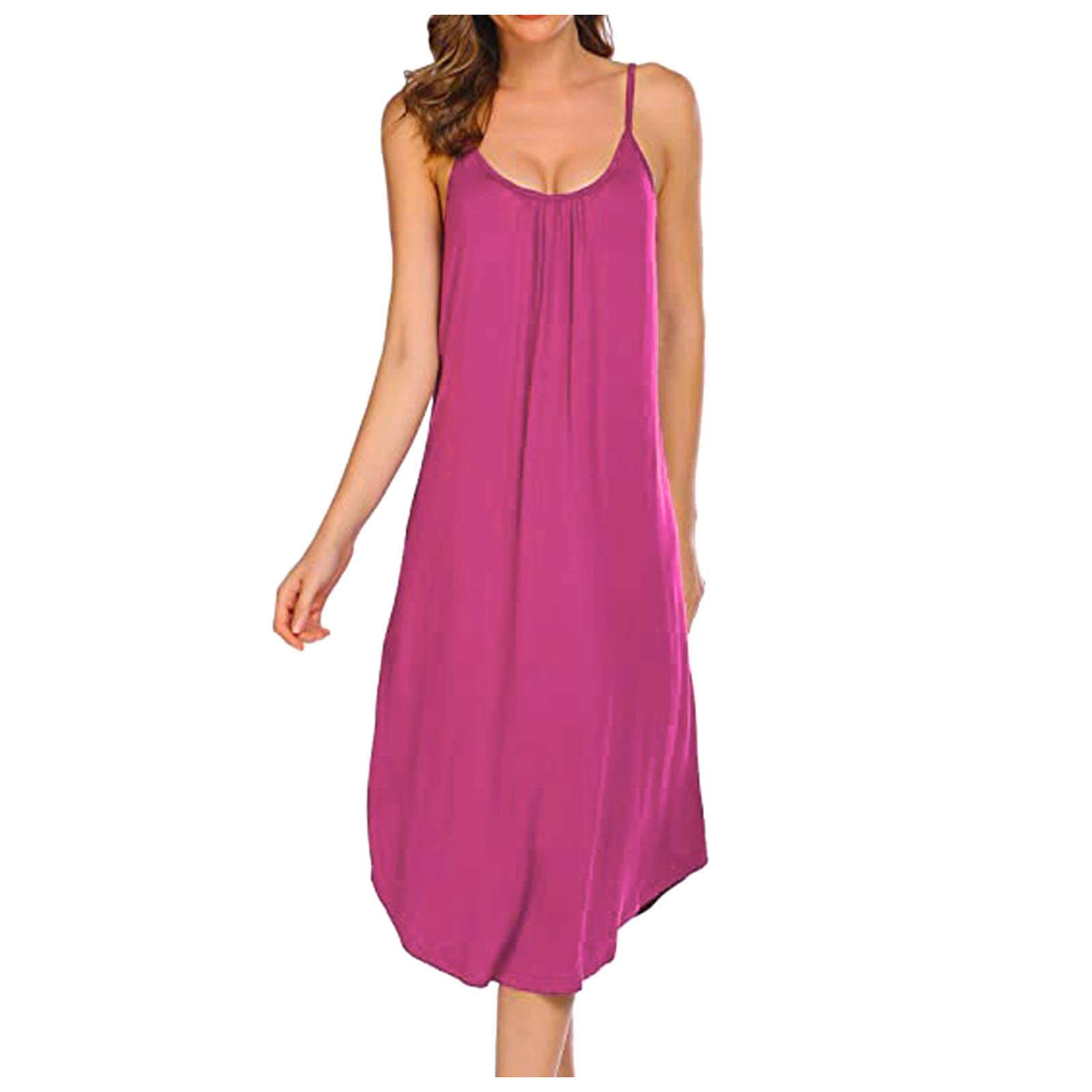 Bolayu Women's Solid Color Strap Pajama Dress - Long Sleeve Thin Sleepwear for Women | Perfect for Home Lounging & Relaxing