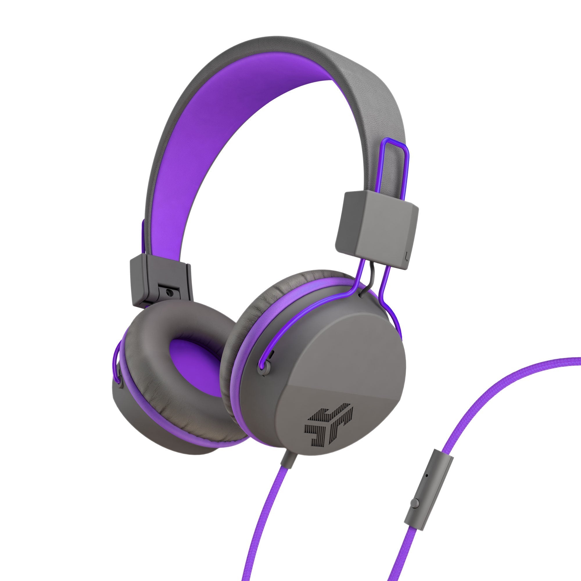 JBuddies Studio On-Ear Wired Headphones for Kids - Graphite/Violet - Lightweight & Durable for School, Travel, and Online Learning