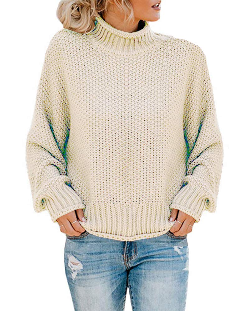 GOLDSTITCH Women's Oversized Turtleneck Sweater - Batwing Long Sleeve Chunky Knit Pullover Jumper Tunic for Casual Winter Wear & Holiday Outfits