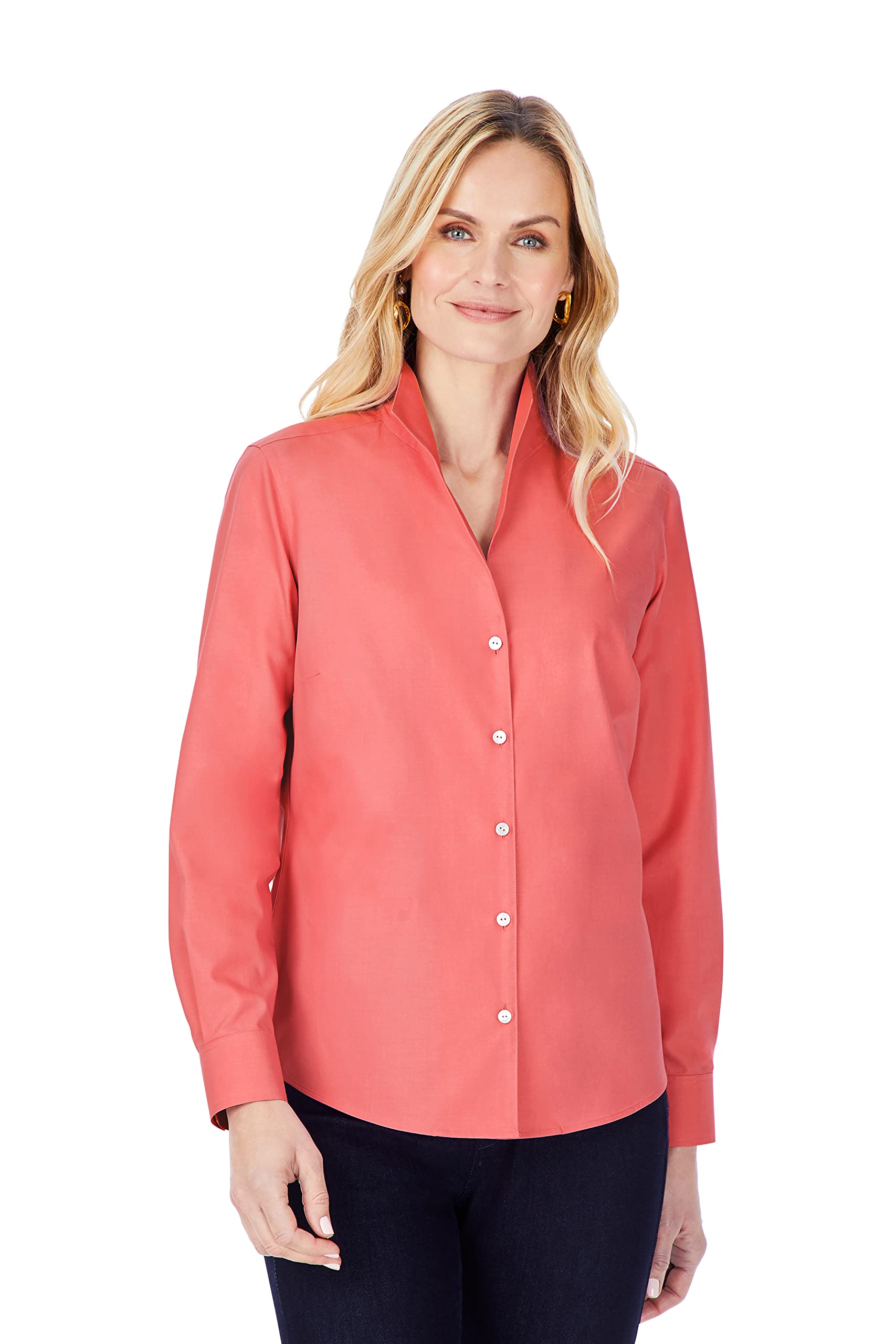 Foxcroft Women's Gracie Long Sleeve Non-Iron Shirt - Comfortable Wrinkle-Free Blouse for Work, Office & Business Casual Wear