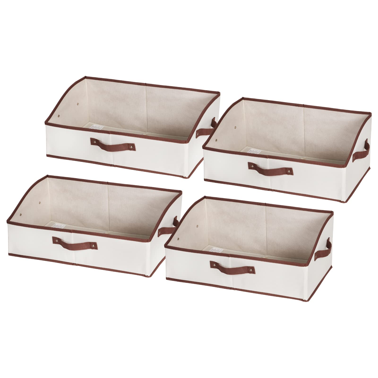 Foldable Fabric Storage Bins with Handles - 4-Pack Trapezoid Closet Organizers for Shelves, Living Room, Bedroom & Office - Beige Home Organization Baskets | Perfect for Clothes, Toys & Home Decor Storage