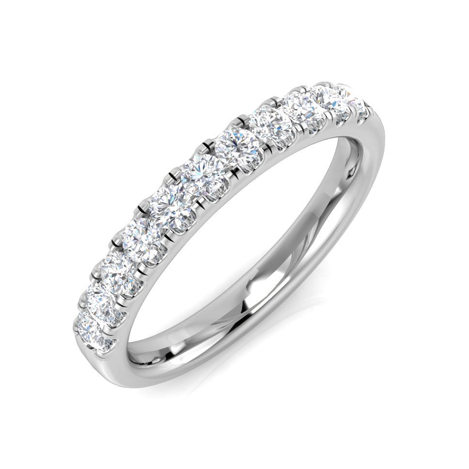 Diamond Half Eternity Ring - Single Row Wedding Band for Women, 14K White Gold Engagement Ring, Perfect for Anniversary, Proposal & Bridal Jewelry Gift