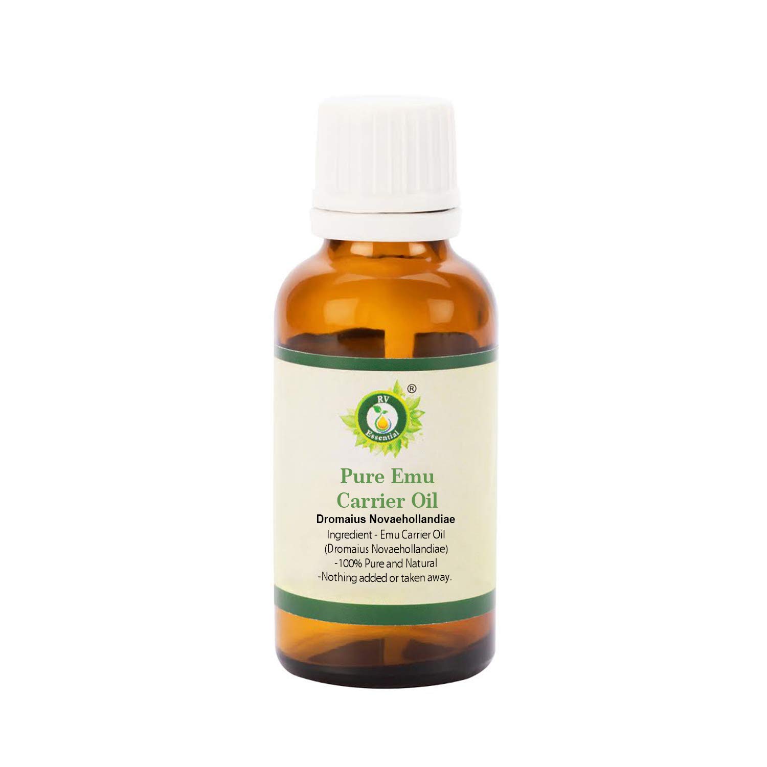 Pure Emu Oil for Skin & Hair Growth | Natural Moisturizer & Carrier Oil | Unrefined Face & Body Massage Oil | 15ml (0.507oz) by R V Essential | Perfect for Dry Skin, Scalp Care & Aromatherapy