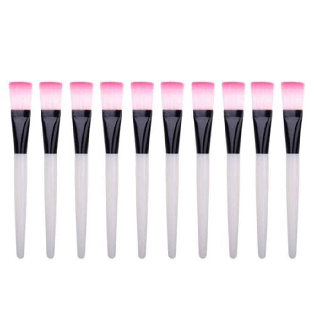10-Piece Makeup Brush Set with Clear Plastic Handle - Professional Cosmetic Brushes for Foundation, Contouring & Facial Mud Mask Application - Perfect for Daily Makeup & Spa Skincare Routine