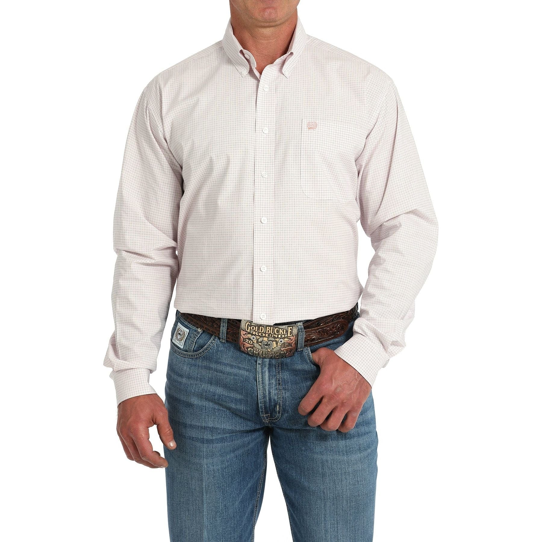 Cinch Men's Light Pink Long Sleeve Button-Up Shirt MTW1105912 - Casual & Work Wear for Outdoor & Office