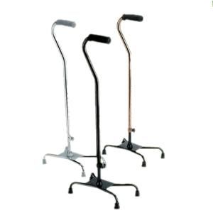 Guardian Aluminum Quad Cane with Chrome Finish - Adjustable Height 30-39 Inches, Large Base 8x12 Inches - Ideal for Seniors & Mobility Support for Indoor/Outdoor Use
