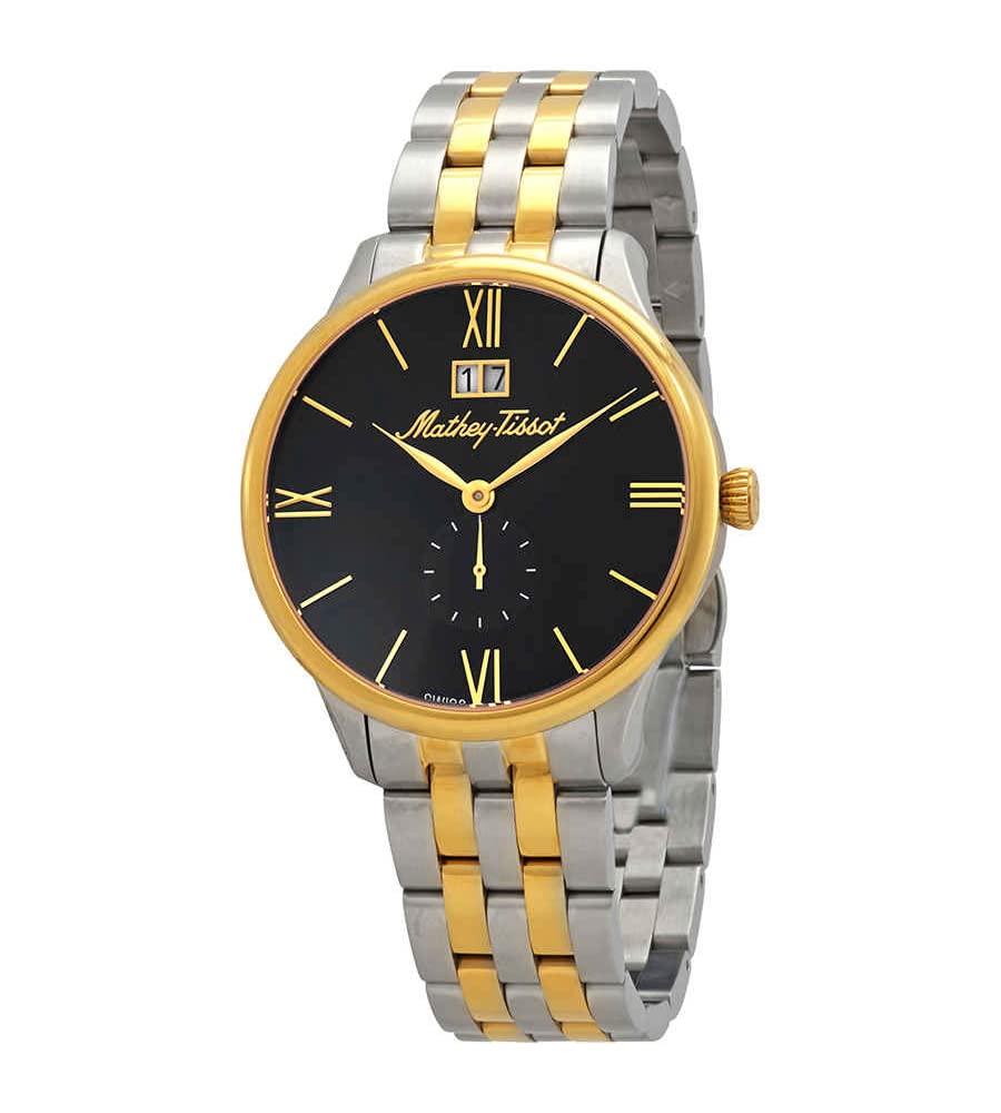 Mathey-Tissot Edmond Men's Stainless Steel Watch - Black Dial, Quartz Movement, Date Display, Water Resistant - Perfect for Business, Formal Occasions & Everyday Wear H1886MBN