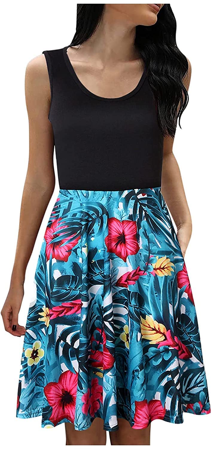 Boho Floral Print Mini Dress for Women - Cute Smocked Waist Short Sleeve Summer Dress for Beach, Vacation & Casual Outings