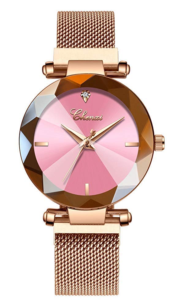 Rose Gold Women's Watch - Japan Quartz, Stainless Steel Magnetic Band - Waterproof for Daily Wear
