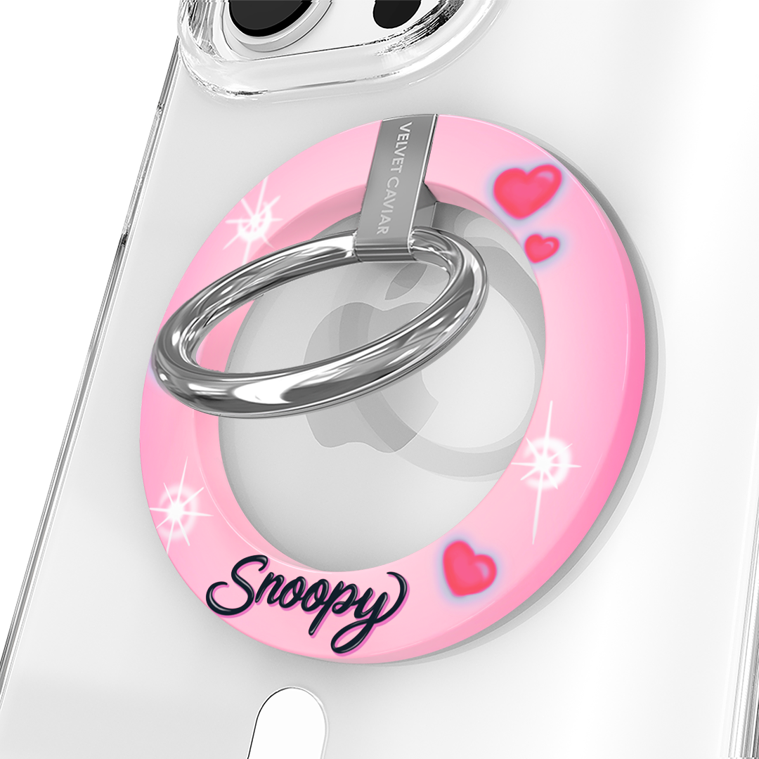 Snoopy Be Mine MagSafe Grip Ring Holder - Compatible with iPhone 14/13/12 Series - Cute Cartoon Phone Accessory for Secure One-Handed Use - Perfect for Commuting, Shopping & Selfies