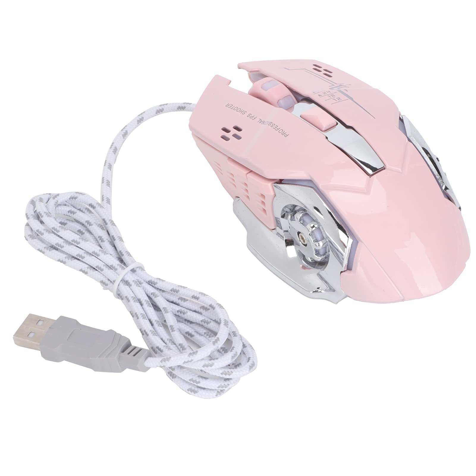 Zhiyavex Ergonomic 6-Button USB Wired Mouse with 3200DPI & Touch Wheel - Pink Gaming Mouse for PC, Laptop, Tablet - Perfect for Office Work, Gaming & Night Use with Luminous Design