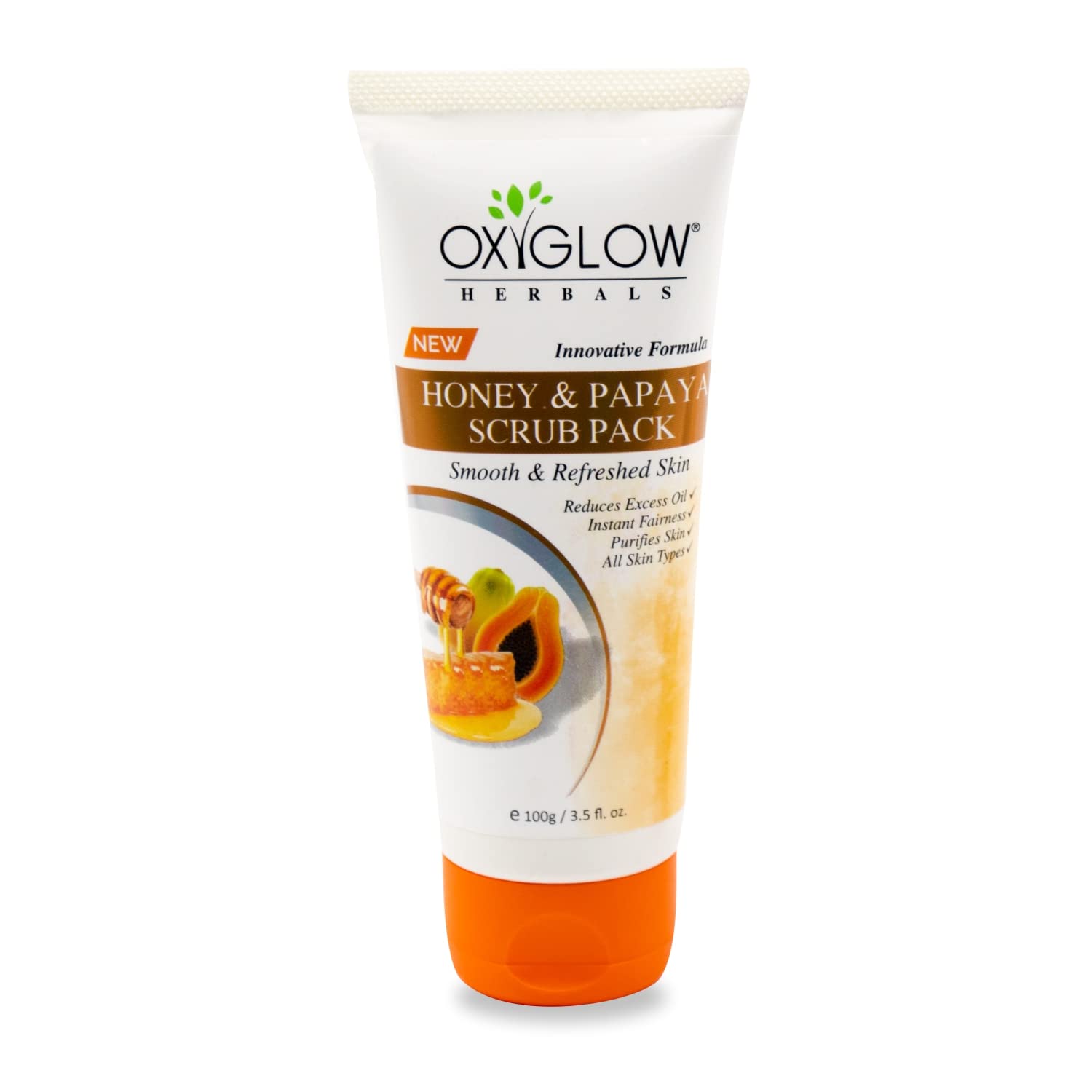 Oxyglow Honey & Papaya Enzyme Face Scrub - 100g Exfoliating Cleanser for Men & Women | Brightening & Gentle Skin Care for Acne, Blackheads & Dull Skin | Perfect for Daily Skincare Routine & Spa Days