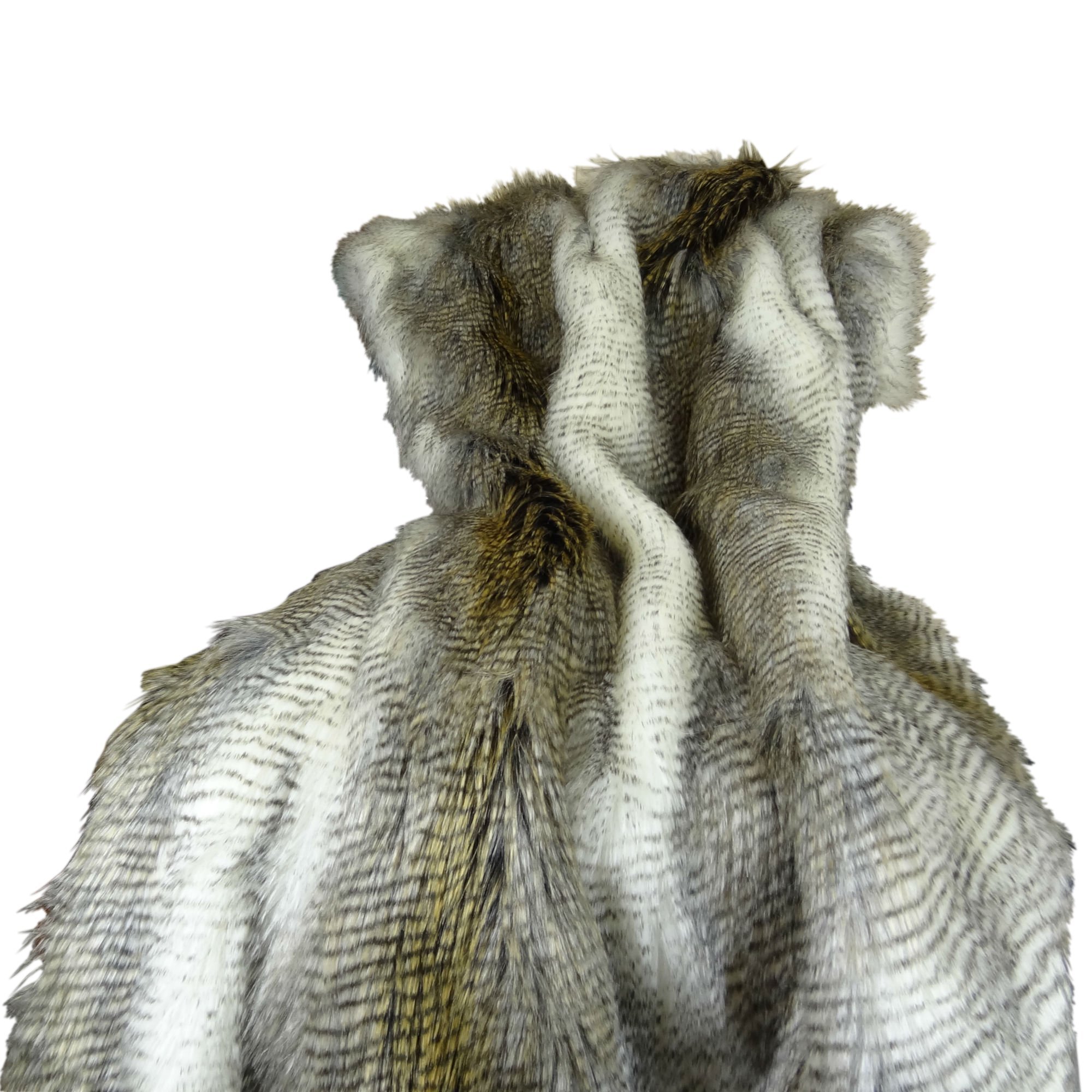 Luxury Beige Gold Faux Fur Throw Blanket & Bedspread - Alaskan Hawk Soft Plush Blanket - White Gray Beige Gold Winter Bed Cover - Made in USA for Cozy Living Room, Bedroom Decor & Gift Giving