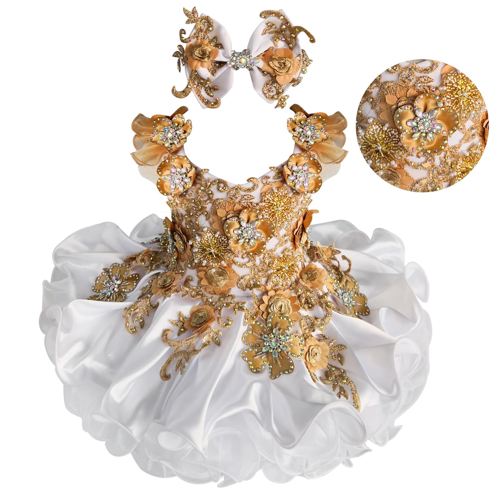 Jenniferwu Handmade Beaded Baby Girl Pageant Dress - Toddler Princess Gown for Pageants, Photoshoots & Special Occasions