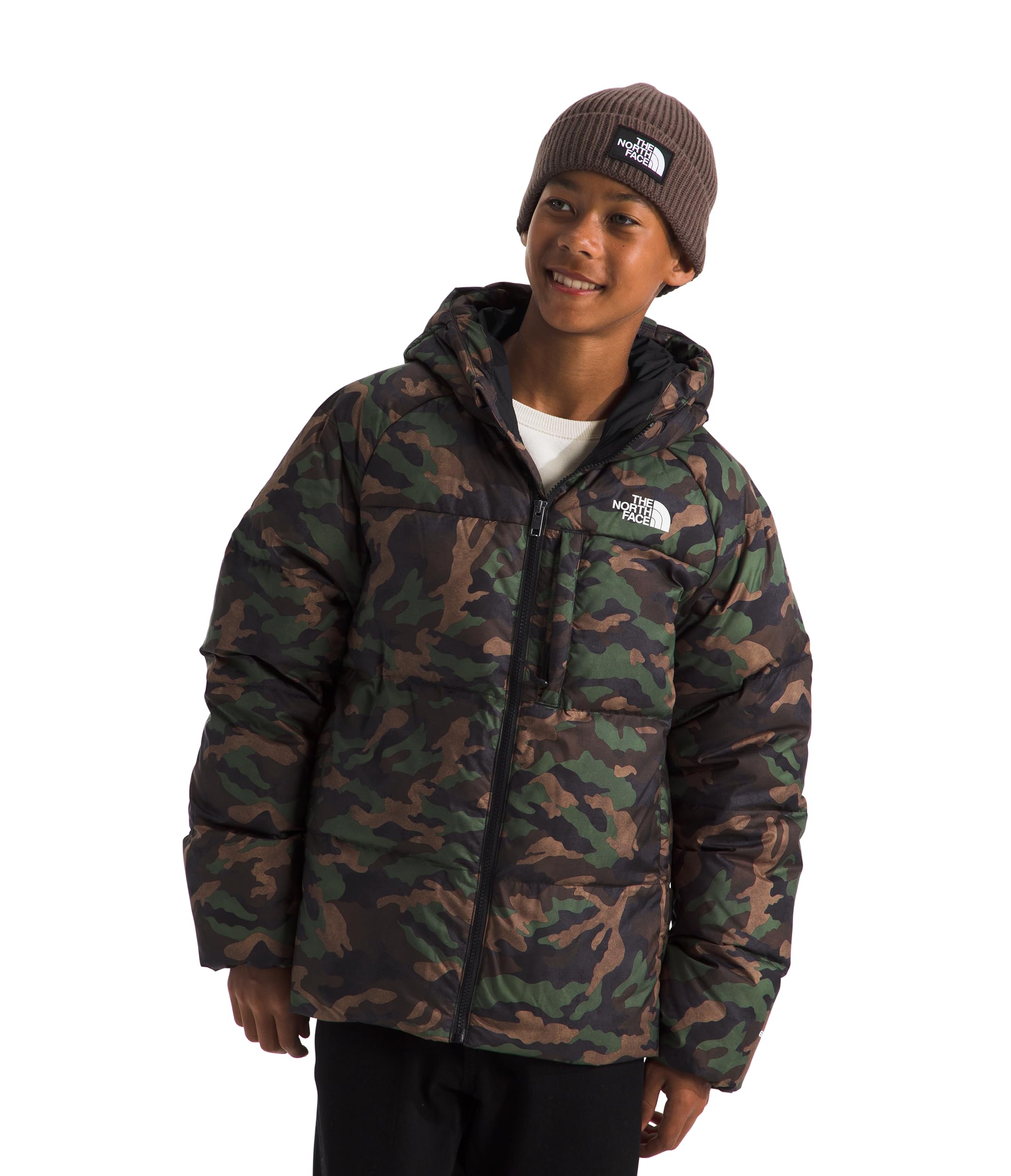 THE NORTH FACE Boys' Reversible North Down Hooded Jacket - Waterproof Winter Coat for Kids, Lightweight Insulated Puffer Jacket - Perfect for Snow Play, School & Outdoor Adventures