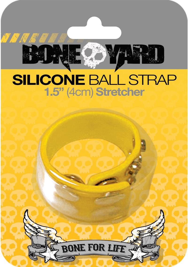 Boneyard 1.5 Inch Silicone Ball Stretcher with Comfortable Strap - Yellow | Penis Enlargement Weight Hanger for Male Enhancement & PE Gym Training