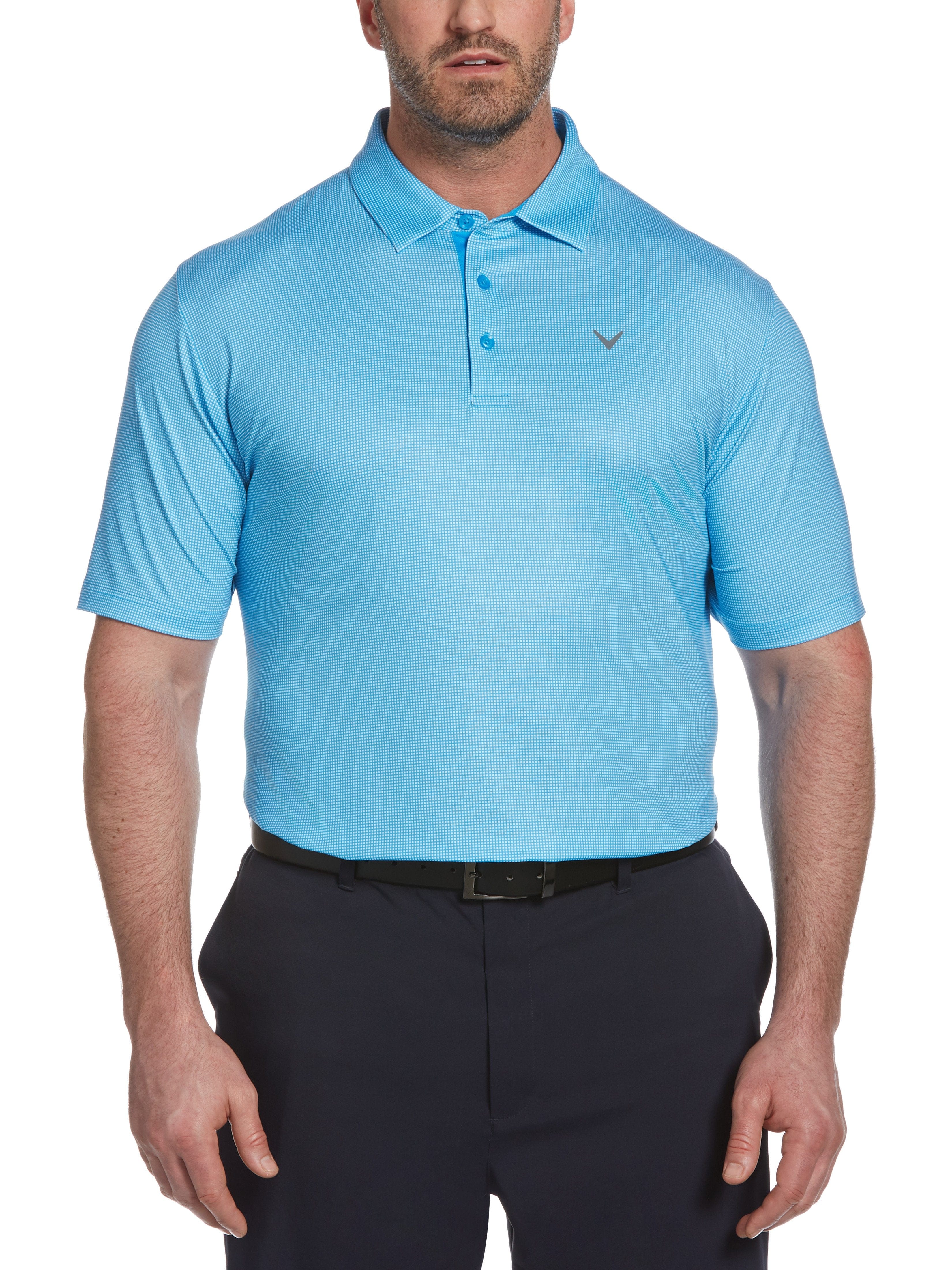 Big & Tall Printed Gingham Swing Tech™ Polo Shirt for Men - Comfortable & Stylish Casual Wear for Work, Golf & Outdoor Activities