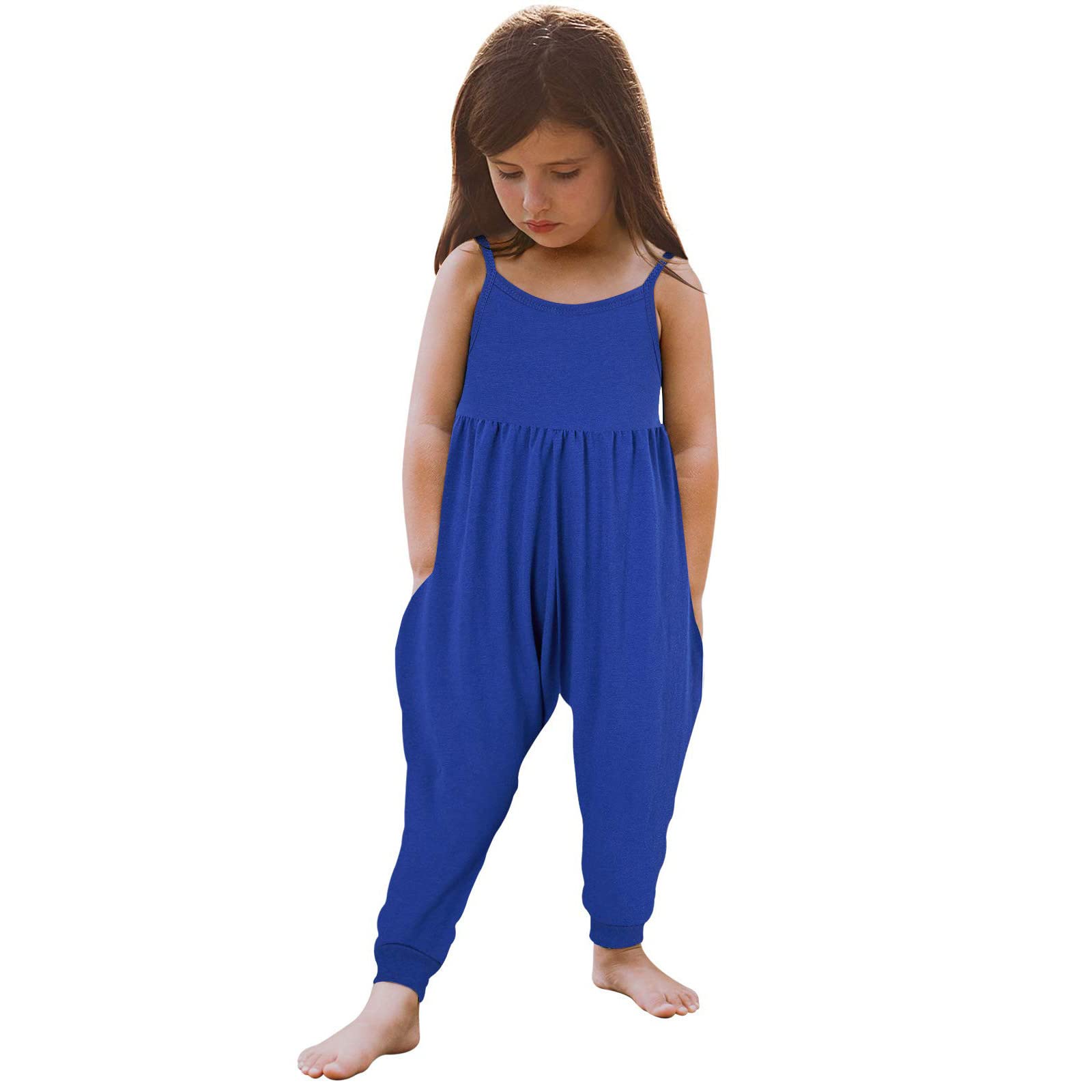 Summer Toddler Girls Romper - Soft Cotton Jumpsuit with Adjustable Straps & Harem Pants Design | Perfect for Playdates, Beach Outings & Summer Photoshoots