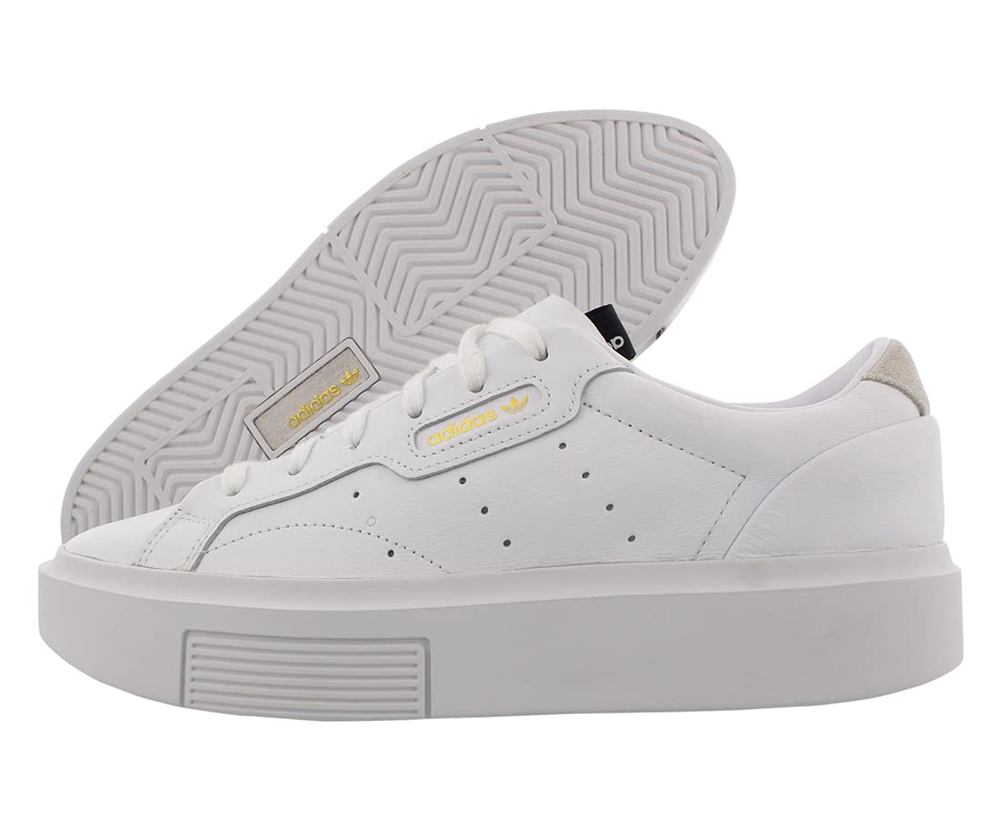 adidas Originals Women's Sleek Super Sneaker - Crystal White & Black | Size 8.5 M US | Comfortable Athletic Shoes for Running, Gym & Casual Wear