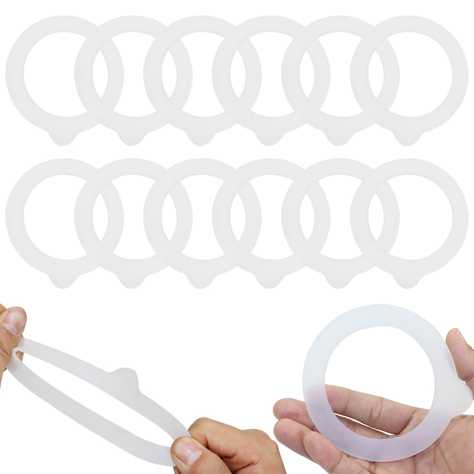12-Pack Food Grade Silicone Jar Gaskets - 3.75 Inch Airtight Rubber Seals for Mason Jars, Canning Lids & Food Storage Containers - BPA Free Replacement Sealing Rings (White) - Perfect for Home Canning, Meal Prep & Long-Term Food Preservation