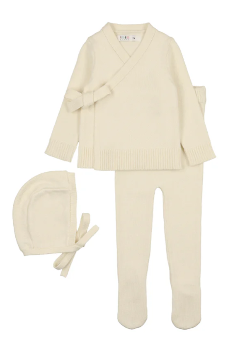 COCO BLANC Baby Knit Set with Bonnet - Soft Cotton Newborn Outfit for 0-18 Months - Perfect for Photoshoots, Christening & Special Occasions