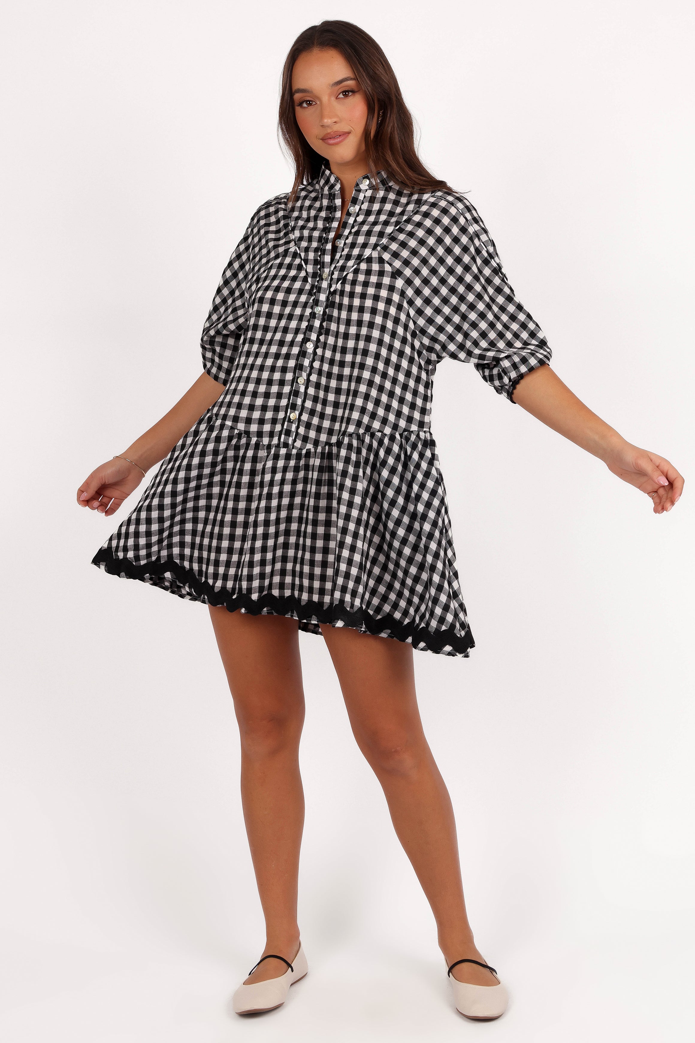 Carolina Mini Dress - Black & White Gingham Checkered Summer Dress for Women | Casual & Party Wear | Perfect for Beach, Brunch, and Date Nights