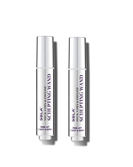 SBLA Neck, Chin & Jawline Sculpting Wand Duo | Anti-Aging Serum for Smoothing, Tightening & Firming Skin | 2 x 0.7 Fl Oz (20mL) | 208 Doses | Perfect for Daily Skincare Routine & Travel