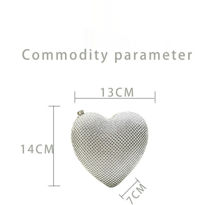 Sparkling Diamond Heart Mini Evening Bag - Elegant Shiny Rhinestone Clutch for Women | Perfect for Parties, Weddings, and Special Occasions