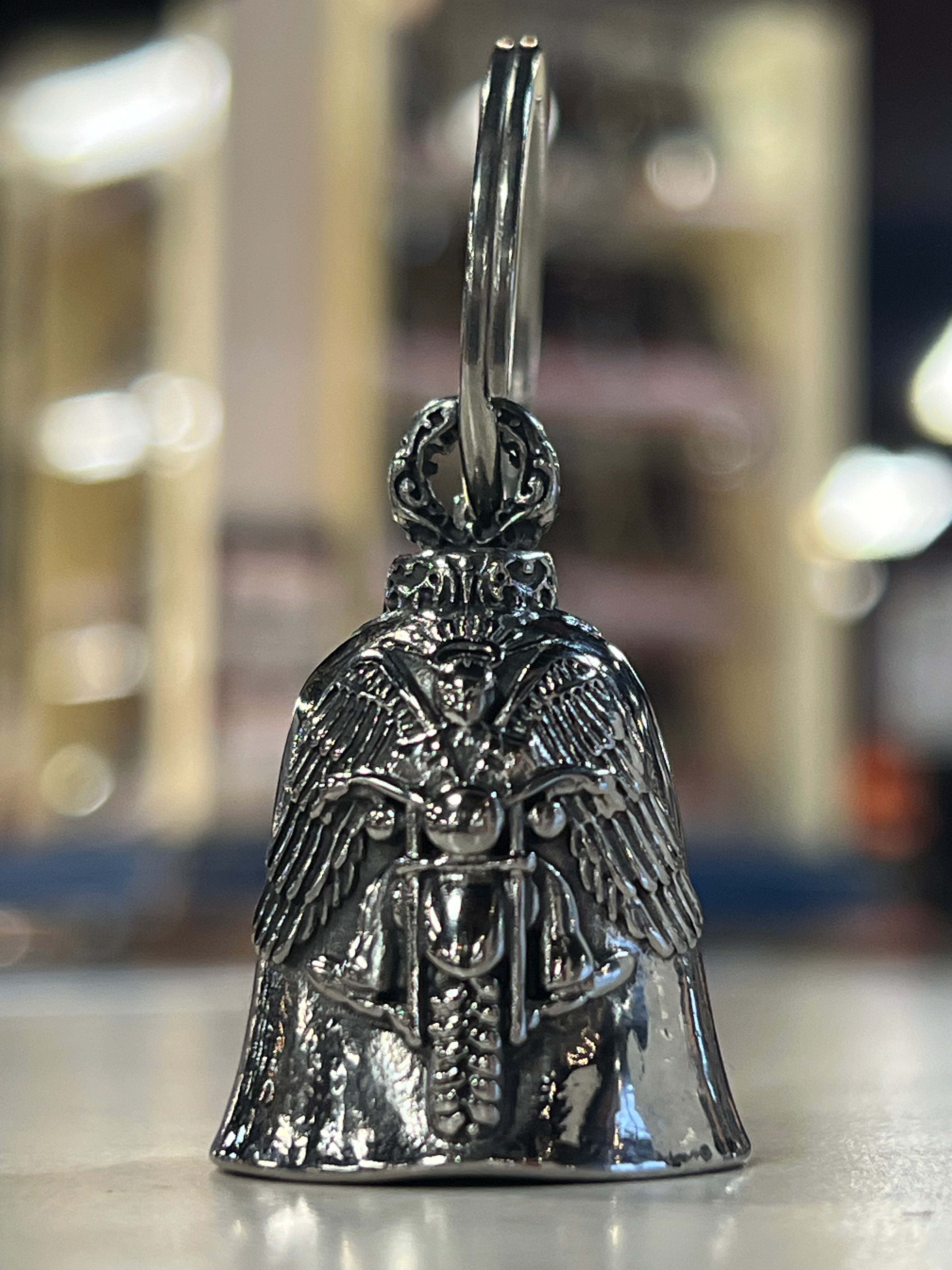 Motorcycle Bell with Wings - Guardian Bell for Bikers, Lucky Charm for Road Protection | Perfect for Harley, Cruiser & Touring Bikes