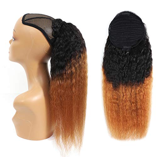 1B/30 Ombre Kinky Straight Human Hair Clip-in Ponytail - 22