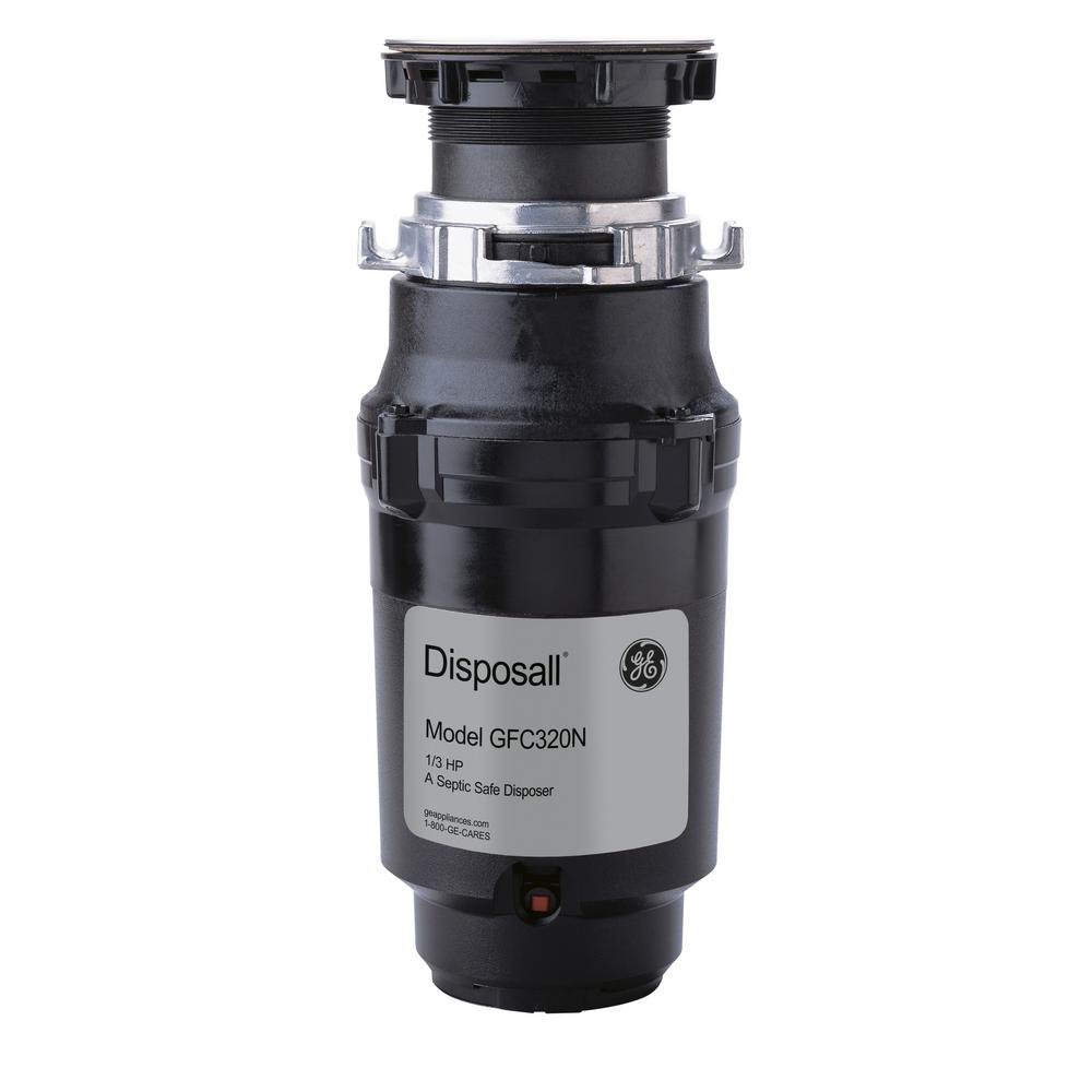 GE GFC320N 1/3 HP Continuous Feed Garbage Disposer - Non-Corded Under Sink Food Waste Grinder for Kitchen & Home Use