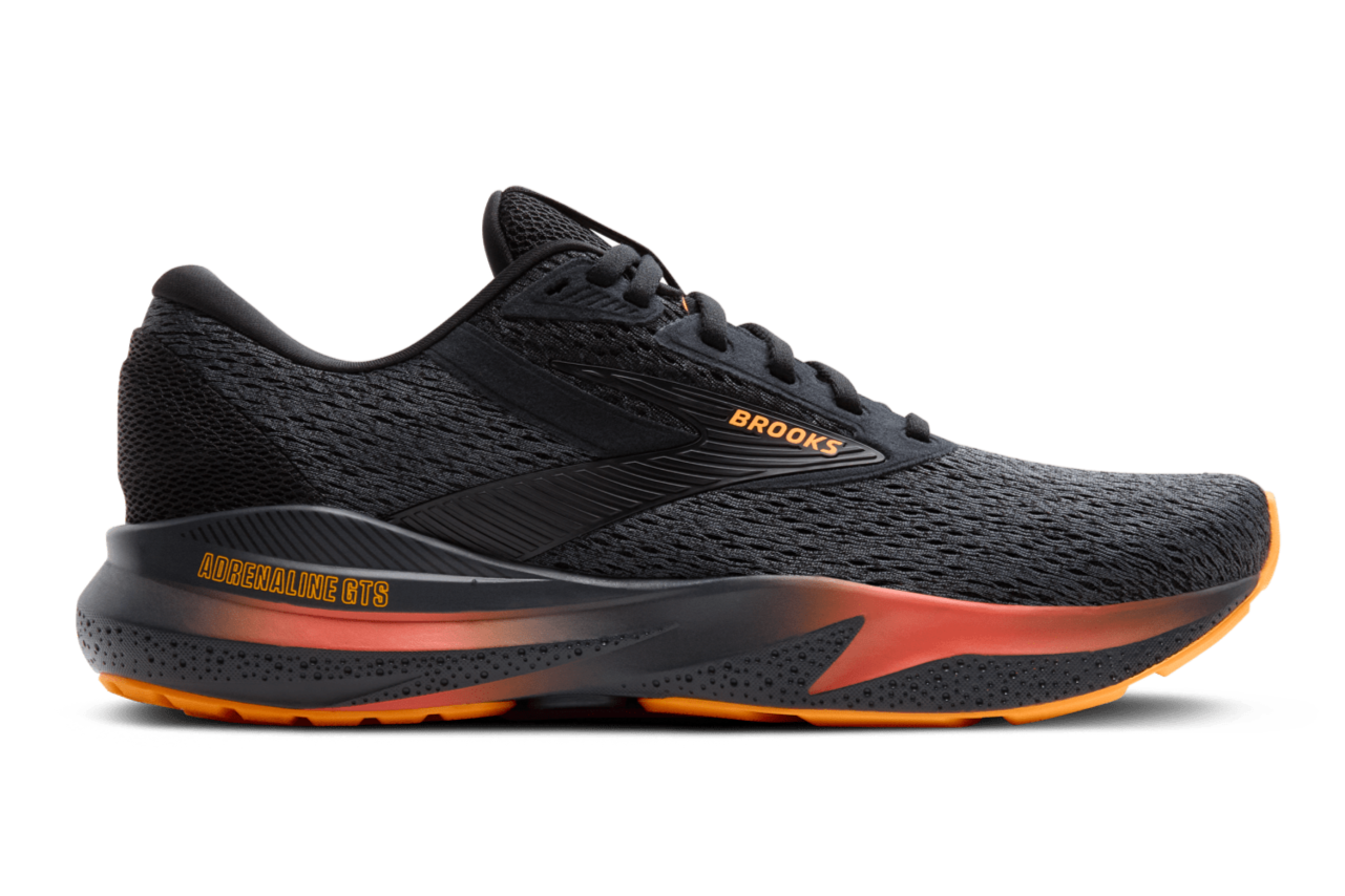 Brooks Adrenaline GTS 24 Running Shoes for Men - D Width - Black/Ebony/Burnt Sienna - Stability & Support for Road Running, Jogging & Training