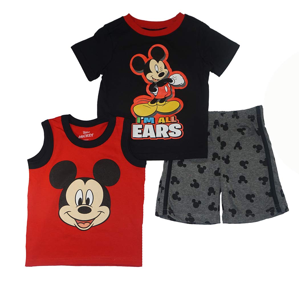 Disney Boys' Little Mickey 3-Piece Short Set - Cute Cotton Summer Outfit for Toddlers | Playtime, Beach & Birthday Party Wear