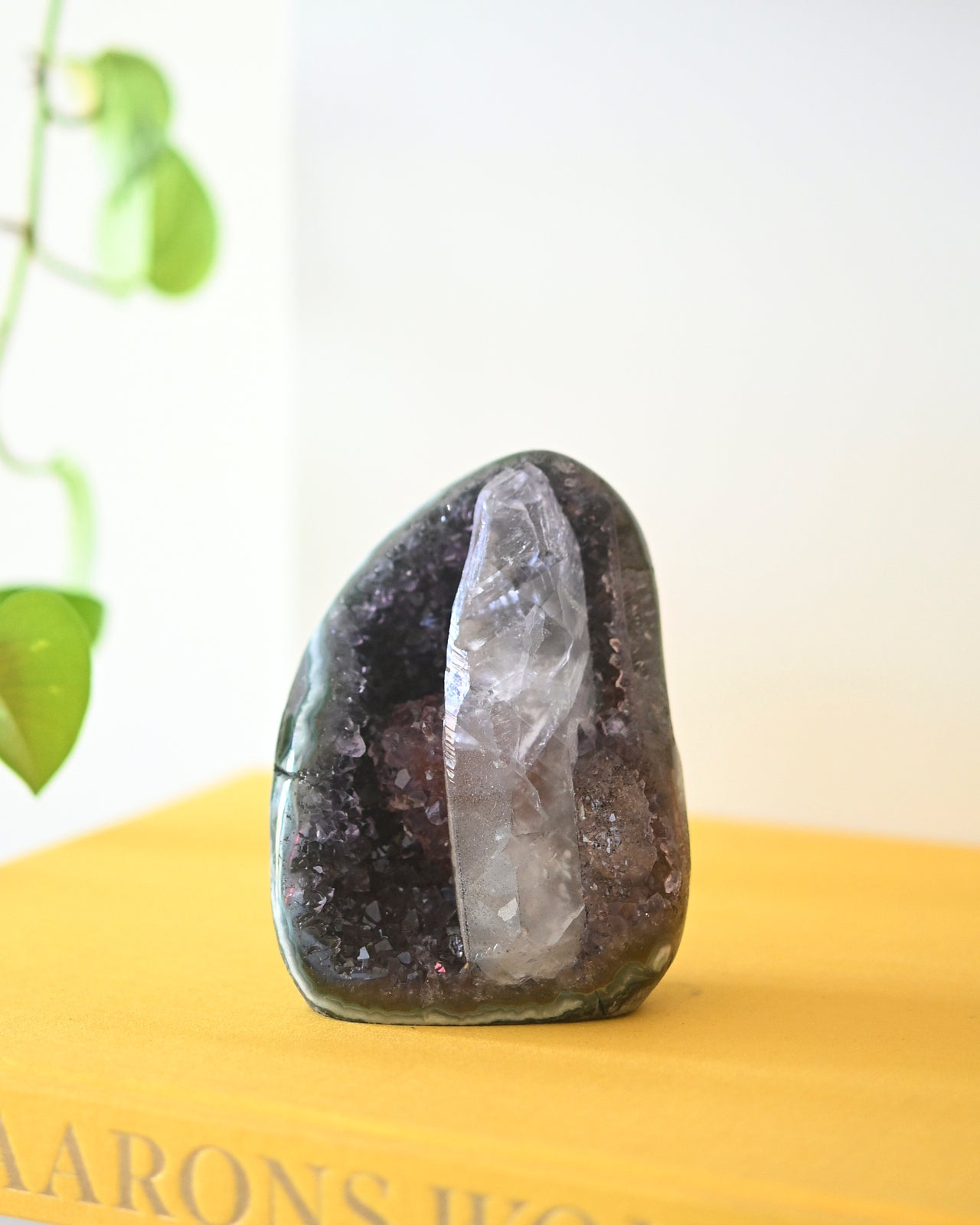 Natural Amethyst Druzy Freeform with Calcite - 1.3lbs Healing Crystal for Meditation, Yoga & Home Decor