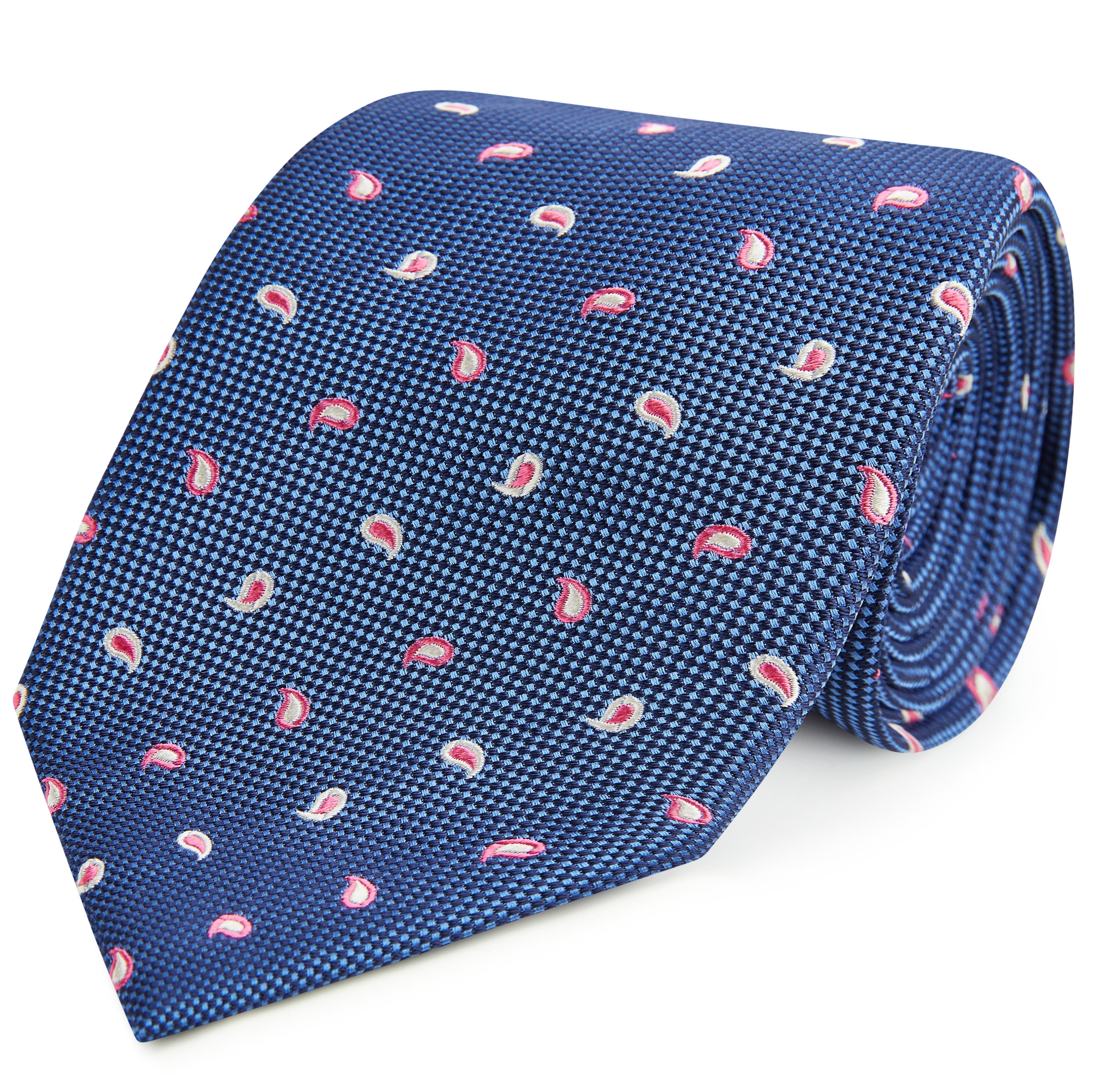 Elegant Blue Teardrop Textured Woven Silk Necktie for Men - Perfect for Weddings, Business Meetings & Formal Occasions