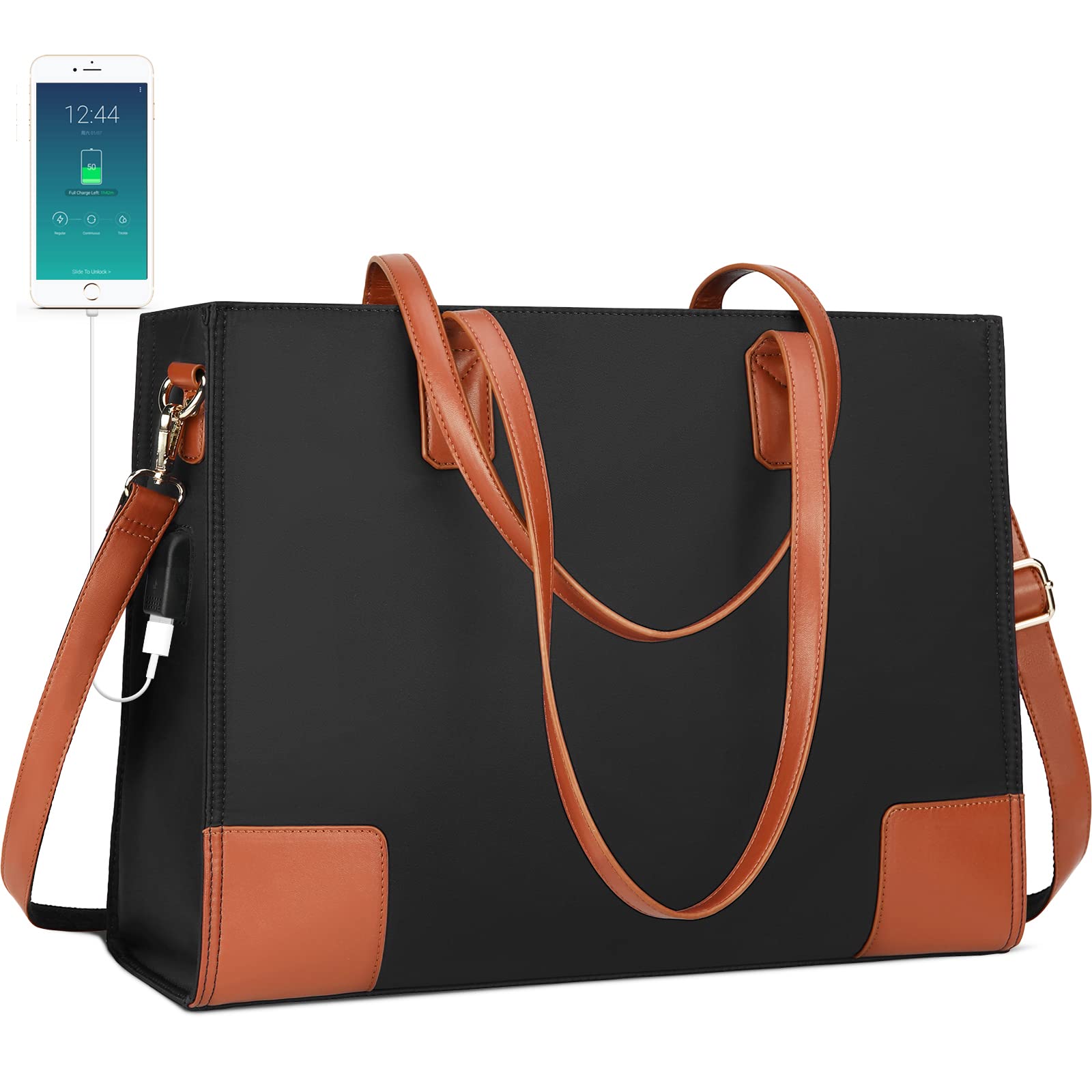 Waterproof Nylon Tote Bag for Women - 15.6