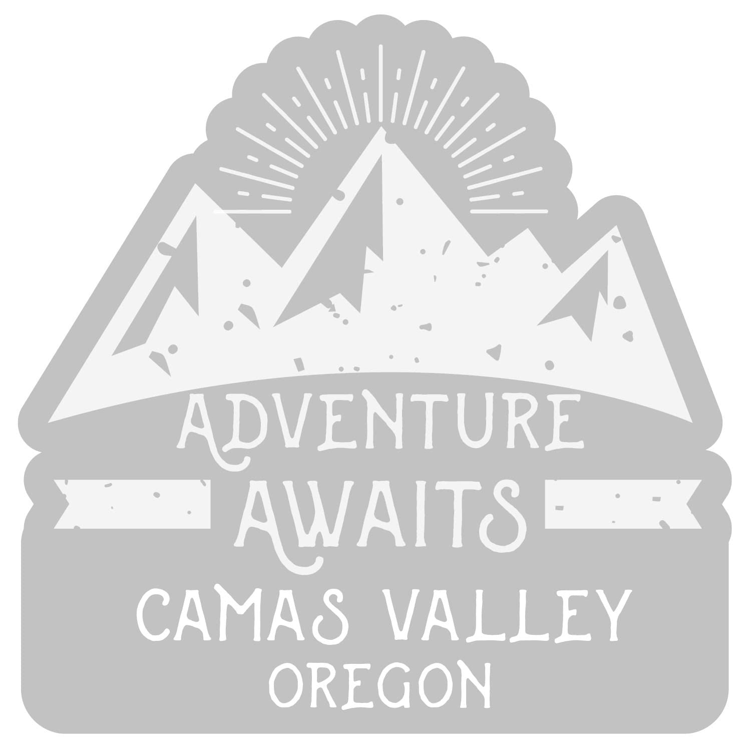 4-Inch Vinyl Window Cling Decal - Camas Valley Oregon Souvenir with 'Adventure Awaits' Design - Perfect for Car Windows, Home Decor & Travel Memories