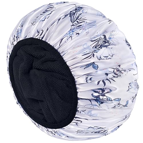 **Premium Terry Lined Shower Cap for Women – Extra Large Waterproof Hair Cap with Triple Layer Protection, Reusable & Breathable for Long Thick Hair – Perfect for Bathing, Swimming & Salon Use**