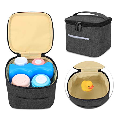 Luxja Leakproof Breastmilk Cooler Bag for 4 or 5 Ounce Bottles, Holds Four 5 Ounce Breastmilk Bottles, Black - Perfect for On-the-Go Moms and Daycare Trips