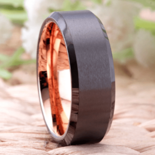 Black Rose Gold Wedding Engagement Ring for Men - Elegant & Durable Men's Wedding Band - Perfect for Proposals, Anniversaries & Special Occasions