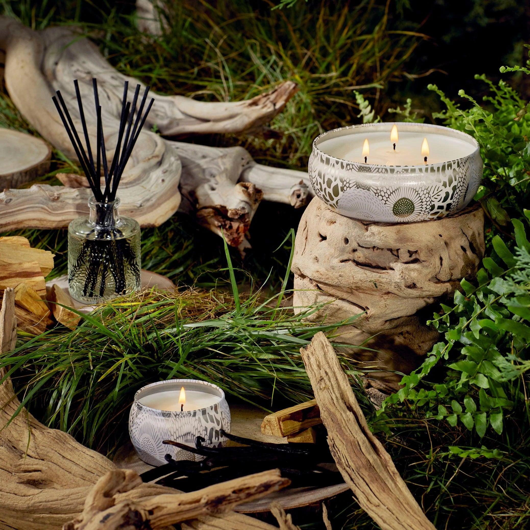 Santal Vanille 3-Wick Tin Candle - Long Lasting Scented Soy Wax Candle for Home, Bathroom & Relaxation