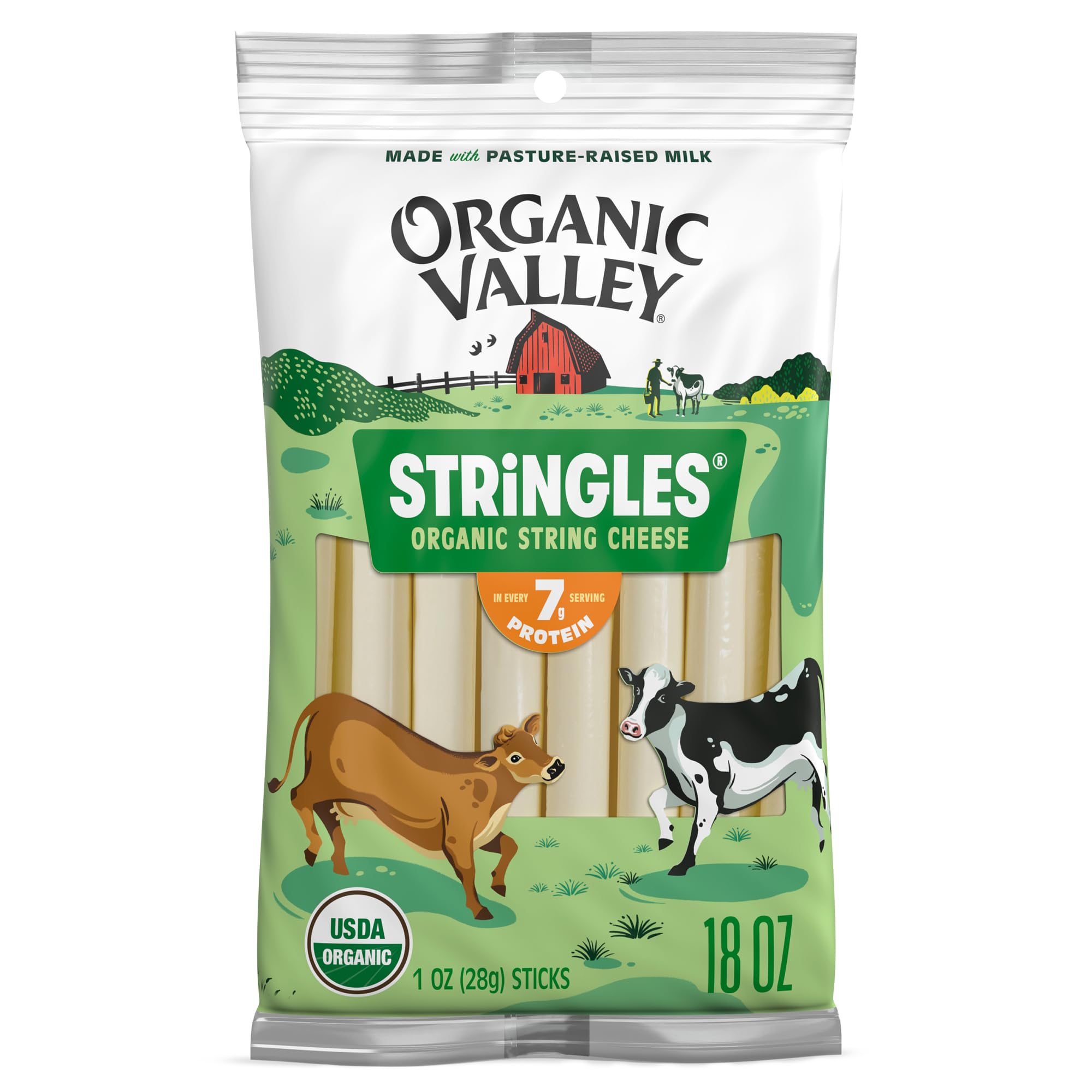 Organic Valley Stringles Low Moisture Part-Skim Mozzarella Cheese Sticks - 18oz | Organic Snack for Kids & Adults | Perfect for Lunchboxes, After-School Snacks & Party Platters