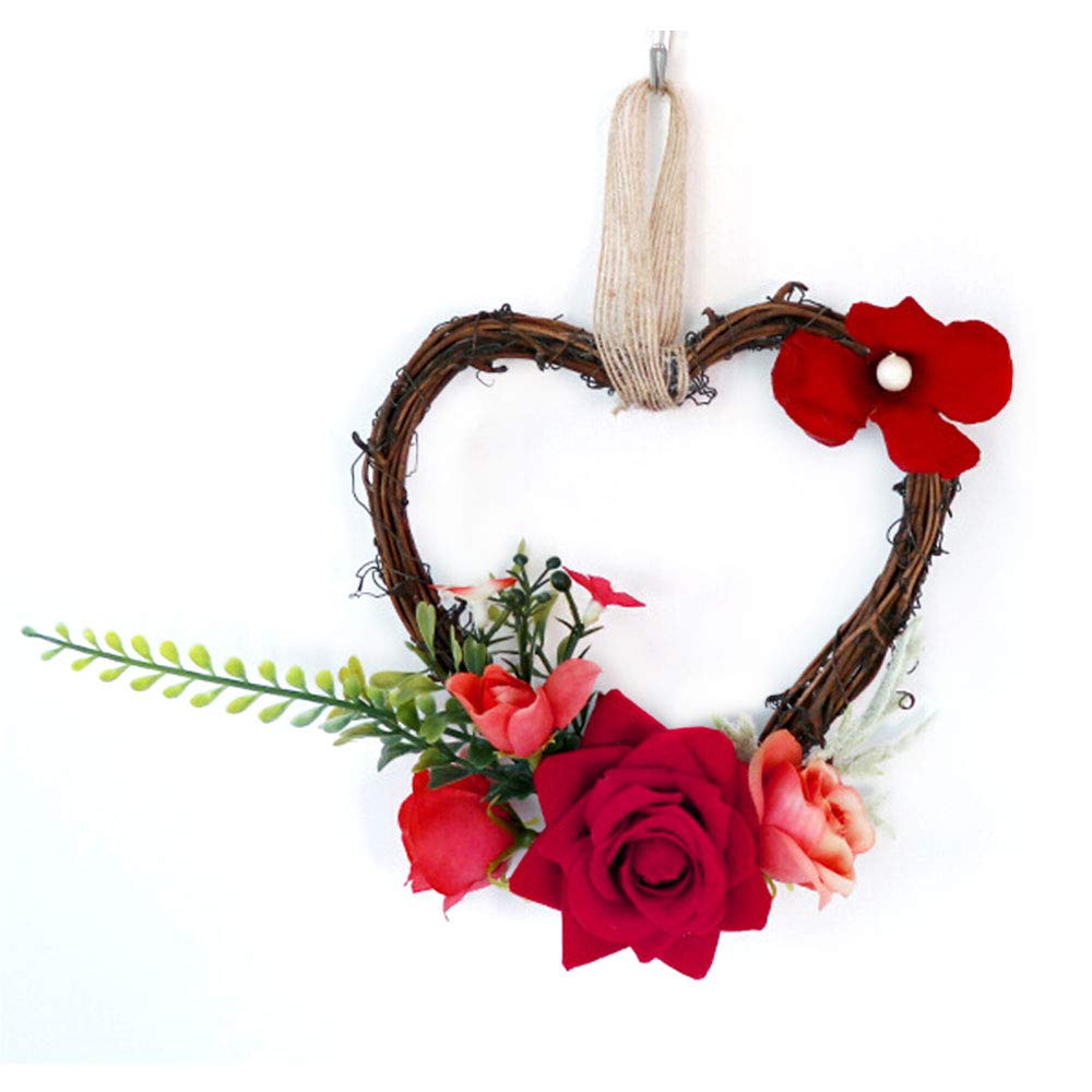 ACJRYO 6 Inch Artificial Rose Flower Heart Wreath - Handmade Floral Decor for Weddings, Valentine's Day & Christmas - Perfect for Home, Door & Wall Decoration