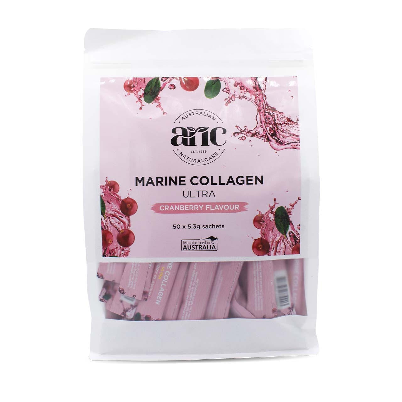 Australian Natural Care Marine Collagen Ultra Cranberry 50 Sachets - Premium Collagen Supplement for Skin & Joint Health - Perfect for Daily Beauty Routine & Wellness Support