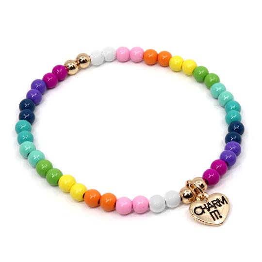 4mm Rainbow Stretch Bead Bracelet for Women & Girls - Adjustable Elastic Crystal Beaded Jewelry - Perfect for Parties, Gifts & Everyday Wear