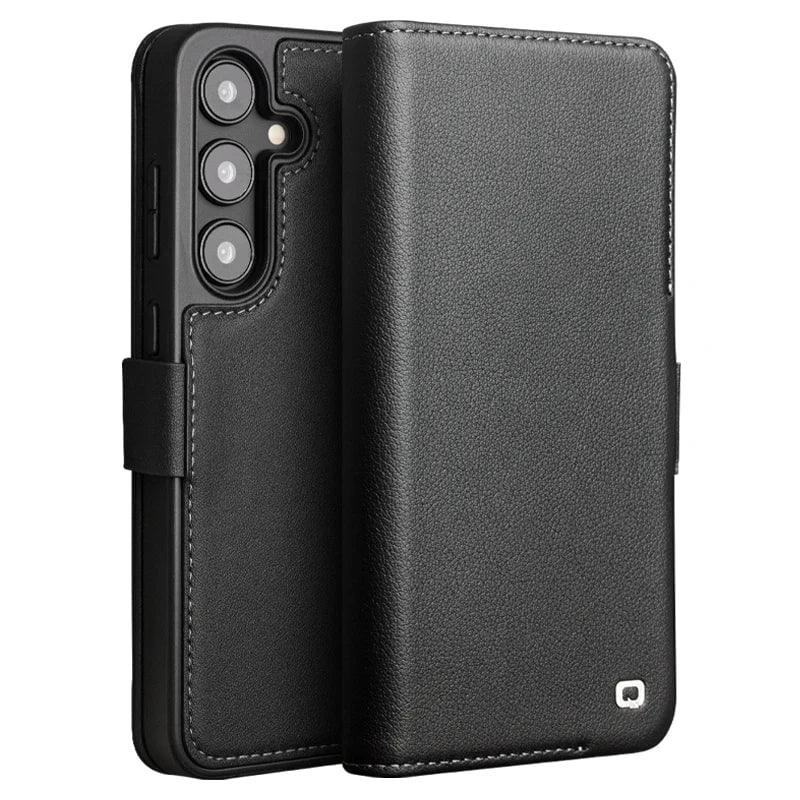 Genuine Leather Flip Cover Case for Samsung Galaxy S24 - Slim Protective Wallet Stand Case with Card Slots | Perfect for Work, Travel & Daily Use