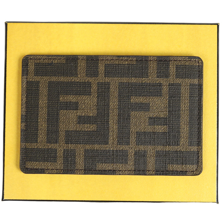 Fendi Monogram Zucca FF Logo Card Holder Wallet - Luxury Slim RFID Blocking Credit Card Case for Men & Women - Perfect for Travel, Business & Everyday Use